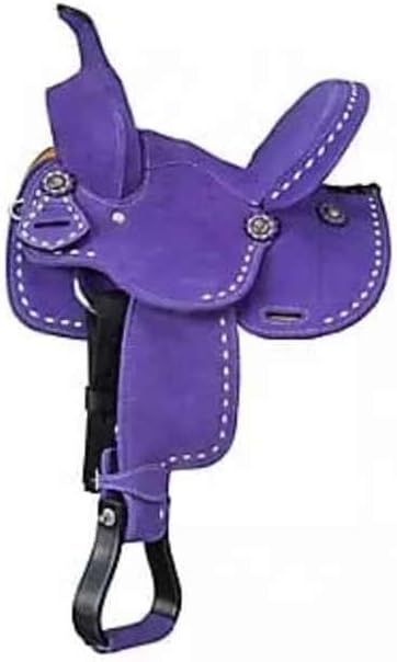 Leather Suede Barrel Racing Western Horse Saddle Handmade Premium Custom Cowboy Cowgirl Pleasure Comfort Trail Tack Equestrian Pony-Adult Saddle for Horse Riding Size: 10-18 inch Seat, MO-08