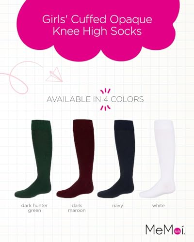 MeMoi Girls' Cuffed Opaque Knee High Socks2