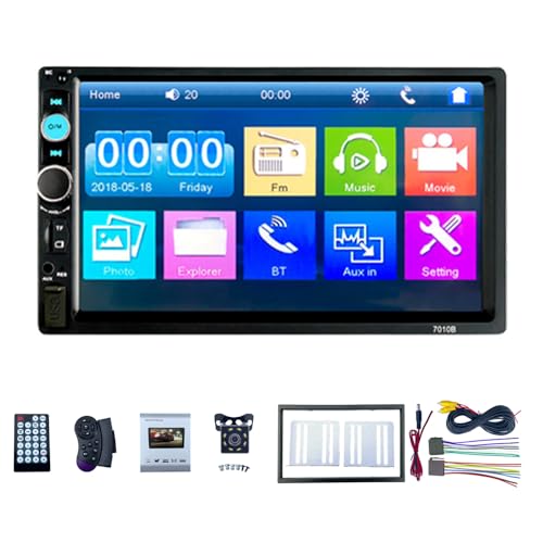 Daconovo 7 インチ車 MP5 プレーヤー Carplay Android Auto Double Din ステレオ FM ラジオ受信機 BT ハンズフリー通話サポート TF カード/USB/AUX-IN ミラー電話リンクリバースピクチャーステアリ