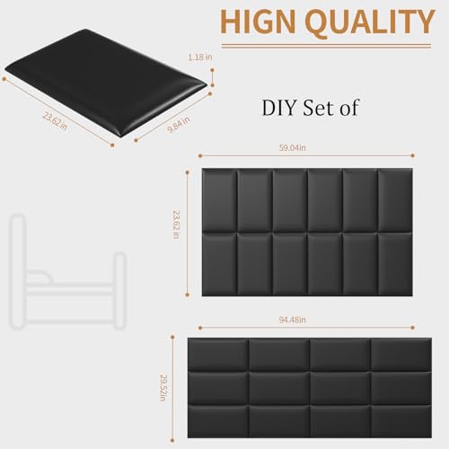 Image of Headboards Wall Panel for Full, Queen and King - Self-Adhesive 3D Upholstered Panel for Bedroom /Living Room (12 Pieces 9.84 in x 23.6 in)