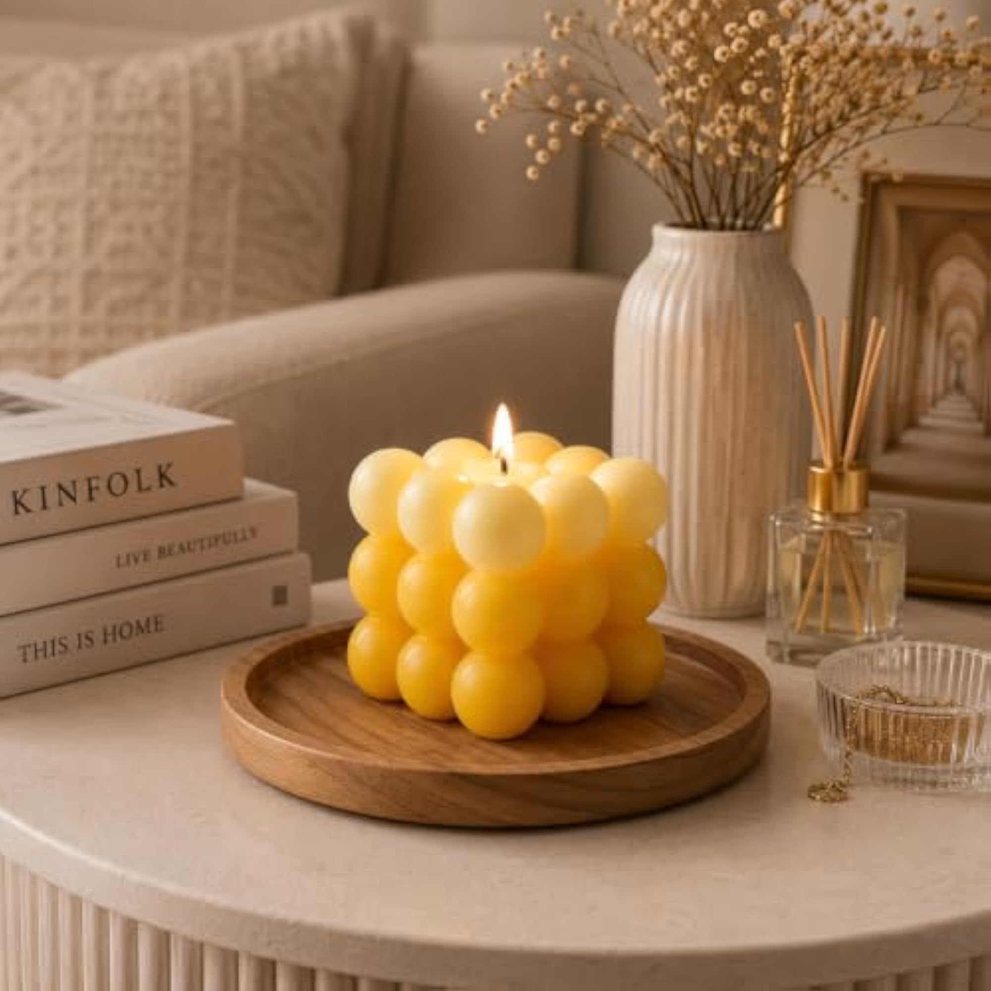 Handmade Bubble Cube Scented Candle, Decorative Gift for Home