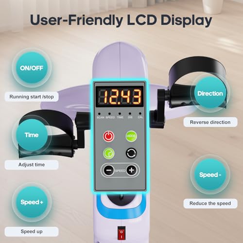 Image of Motorized Exercise Bike for Seniors with Leg Support, Electric Pedal Exerciser for Arm & Leg Exercise Remote Control 10 Adjustable Speeds Forward & Reverse Pedaling LCD Display for Home Use