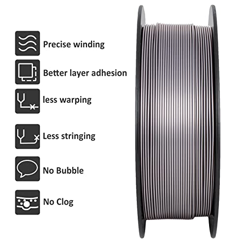Image of Geeetech Silver Filament, PLA Filament 1.75mm 1kg Spool (2.2lbs), Dimensional Accuracy + /- 0.02 mm, 3D Printing Filament Fit Most FDM Printer, New Silver