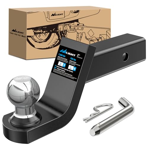 Nilight Fusion Trailer Hitch Mount w/Welded 2 Inch Trailer Ball & Hitch Pin Fits 2 Inch Receiver 7500 lbs 4 Drop