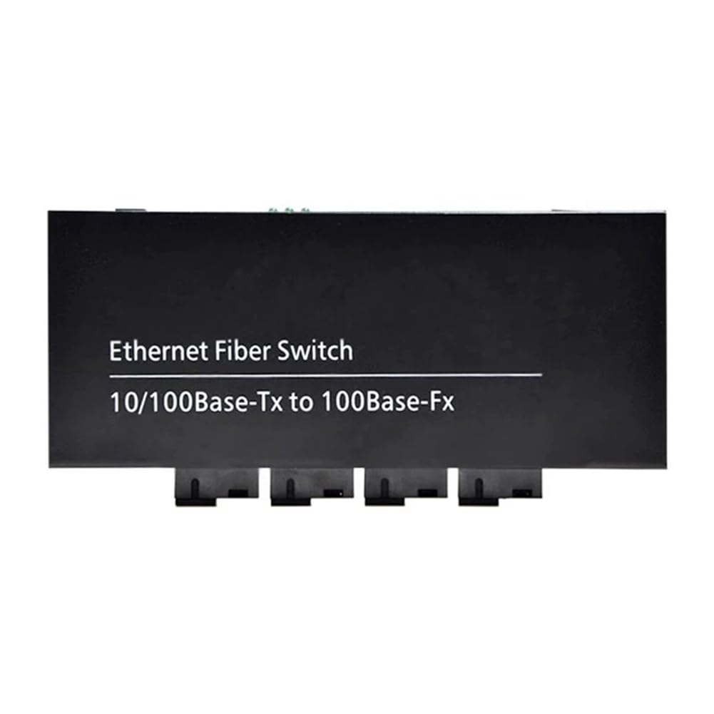 Fiber Optical Media Converter 10/100Mbps Single Mode 20Km 4 SC-Port 2 RJ45 Fiber Switch External Power Supply EU Plug