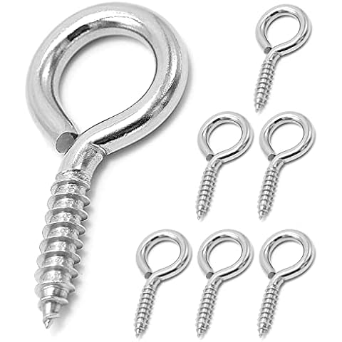 ZUSFUL 6 Pcs Stainless Steel Screw Eye Hooks Cover