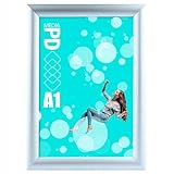 Klapprahmen A1 Aluminium Silber – Posterrahmen mit OWZ-System für Werbung, Plakate, Menü, Zertifikate – Wandmontage, UV-Schutzfolie – Bilderrahmen für Büro, Gastronomie, Laden