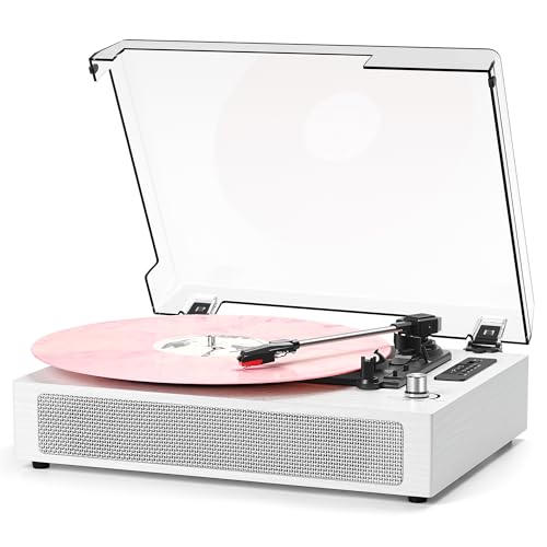 Vinyl Records Player Bluetooth with Bulit-in Speaker Vintage Record Player with USB Recording EQ...