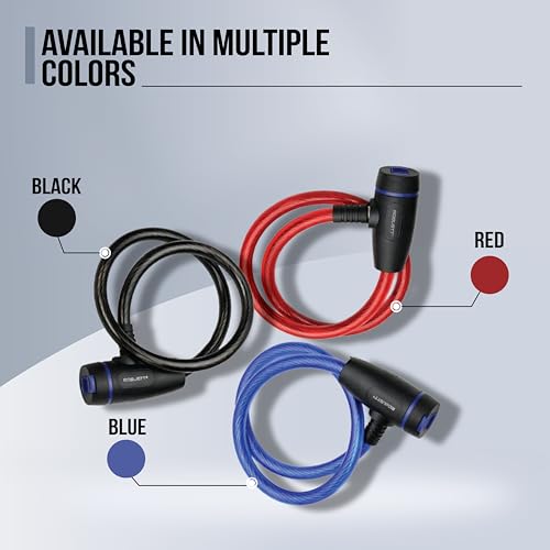 Image of Robustt Braided Steel Cable Lock with Keys - 0.65m Long, 10mm Thick PVC Coated Cut-Resistant Cable | Dust Cover Key Slot | Extra Key Included | Anti-Theft Cable Lock