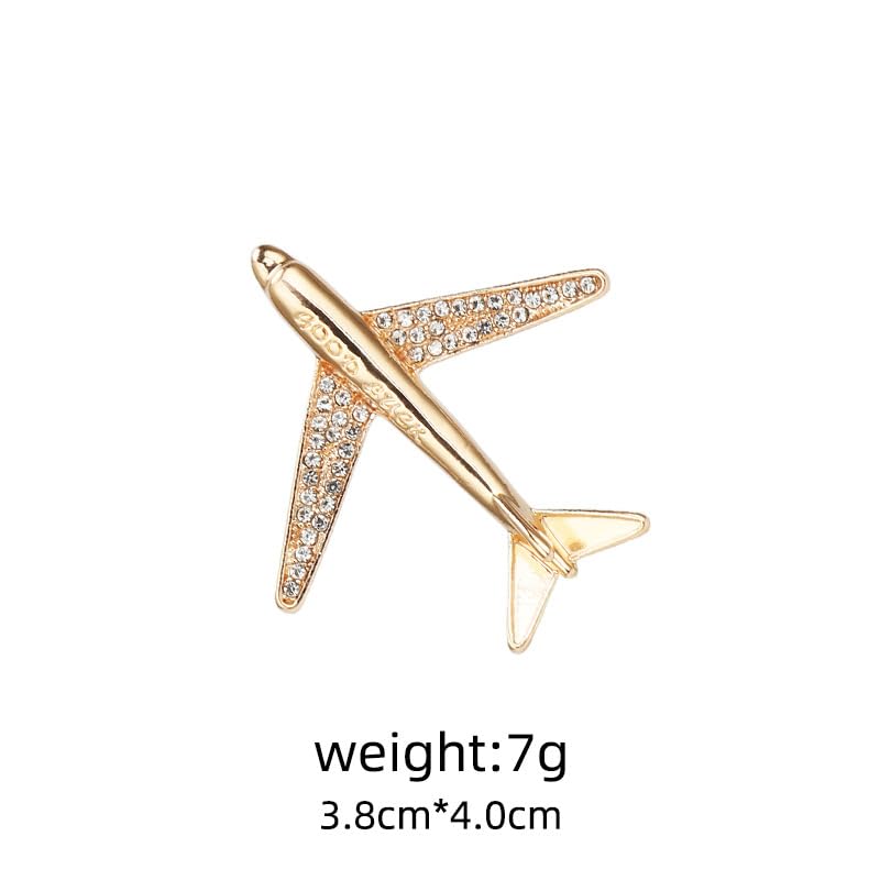 Image of Airplane Brooch Pin for Women Men Crystal Aircraft Lapel Pin Plane Safty Pin for Clothing Hat Bag Badges