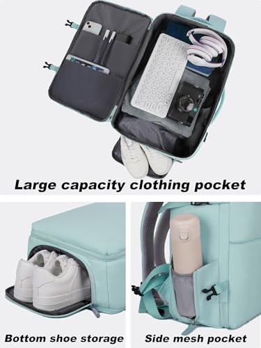 Extra large travel backpack for woman 40L Expandable airline approved backpacks 17.3 inch Laptop and USB Charging Port bags Durable Waterproof Casual bag for Weekender(Green)3