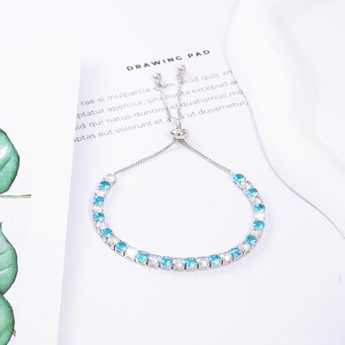 Suyi Tennis Bracelet Birthstone Cubic Zirconia Bracelet Silver Silder Bracelet Birthday Jewellery - Image 6