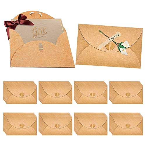 CODIRATO 100 PCS Sobre de Papel Kraft Sobres Kraft Pequeños con Cierre de Corazón Sobres Regalo Mini Sobres Papel Kraft Sobres Kraft Vintage para Bodas, Tarjetas de Felicitación, Navidad (6*10cm)