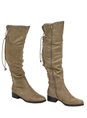 Suede Over The Knee Boots in Taupe (7)