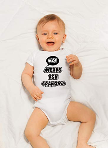 Aiden's Corner - Handmade No Means Ask Grandma or Grandpa Bodysuit - Funny Baby Boy & Baby Girl Clothes2