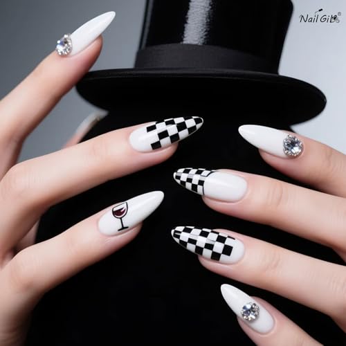Gel pintura para uñas negro y blanco 2 piezas miniatura 5