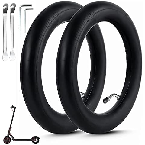 OUXI 2 Pack 10 x 2.125 Inner Tube Inflatable Front/Rear Tires Double Thickness Anti-slip Replacement Tires for Electric Scooter 0° Valve Angle with Crowbars Cover
