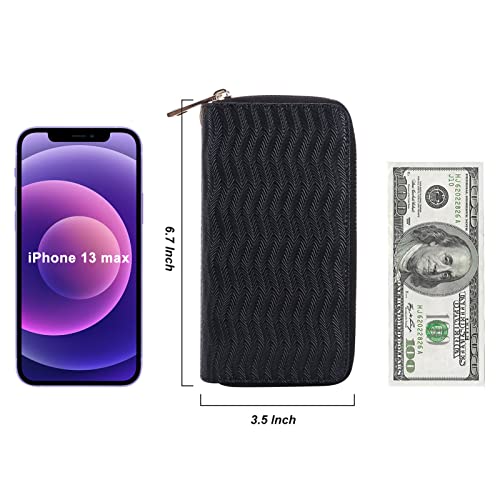 Image of Double Zipper Wallet for Woman Clutch Purse with Cell Phone Holder for Smartphone /Card /Coin /Cash