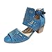 Sandali sportivi da donna Peeptoe Classic, stile vintage, retrò, eleganti, sandali estivi con zeppa, casual, comodi, slip on, Blu, 37.5 EU