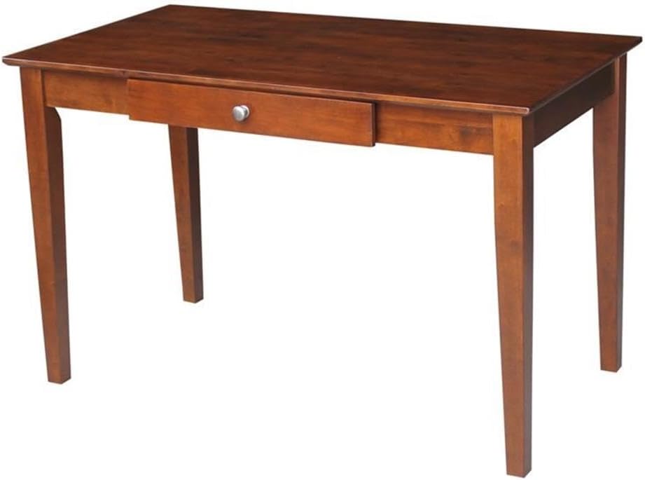Writing Desk With Drawer, Solid Wood, Real Parawood, 48" W x 26" D x 30" H, Easy Assembly, Espresso