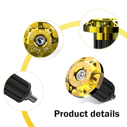 Image of 2 PCS Motorcycle Bar End Plug, Aluminum Alloy Handlebar Grip End Caps for Electric Car Scooters, Off-Road Motorcycles (Gold)