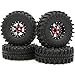 HOBBYSOUL RC 1.9 Tires Height 121mm Tyres & 1.9 Beadlock Wheels Adjustable 4 Negative Offsets Rims Black color Wide 31mm For 1/10 Mud Crawler TRX4 SCX10 Gen8,(4-Pack, Assembled)
