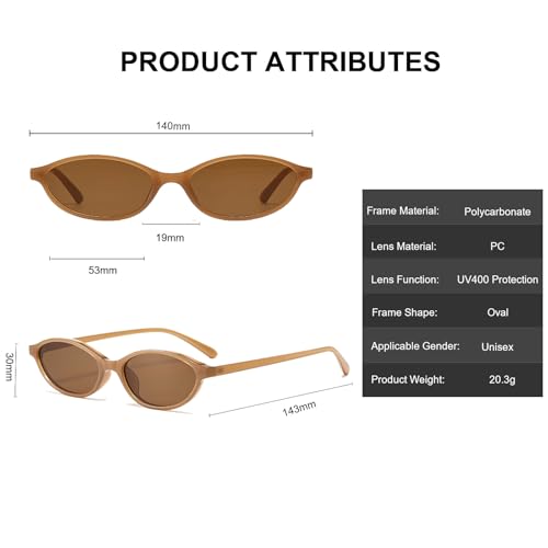 Long Keeper Retro Oval Cat Eye Sunglasses For Women Fashion Trendy 90s Narrow Small Oval Y2K Sunglasses UV Protection3