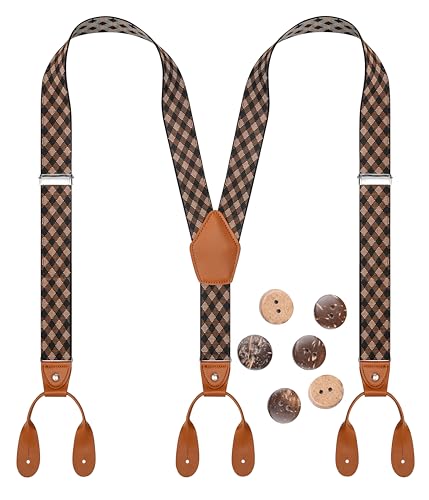Image of Suspenders for Men Button End Adjustable Y-Back Elastic 47 Inches