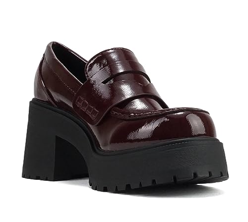 Image of Soda inchAMP inch ~ Women Round Toe Slip-On Lug Sole High Heel Penny Loafer Shoe