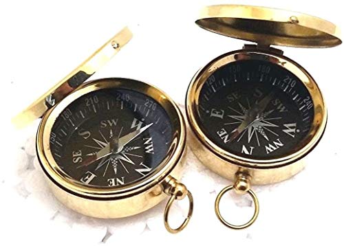 Boussole de poche en laiton massif avec cadran vintage fonctionnel de 5,1 cm