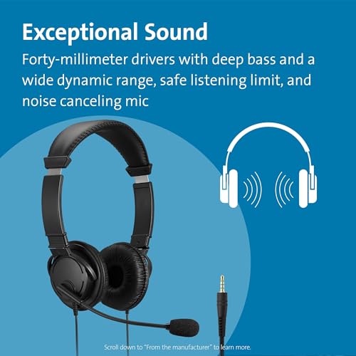 Image of Kensington Hi-Fi 3.5mm Headphones with Mic & Volume Control Button (K33597WW)