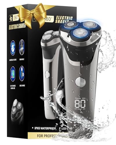 Rasoir Électrique Homme avec Écran LCD, 4D Tête Flottante, IPX7 Étanche pour Rasage Sec et Humide, Rasoir Barbe Homme Rechargeable USB avec Tondeuse...