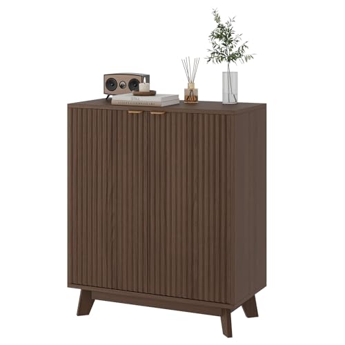 GarveeLife Buffet à 2 Portes, Meuble de Rangement avec Etagères Réglables, Design Canelé...