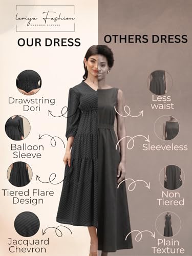 Image of Leriya Fashion Maxi Dress for Women | Western Summer Georgette Stylish A-line Dress for Beach Party Outfits | Western Summer Black One Piece Knee Length Dresses for Woman