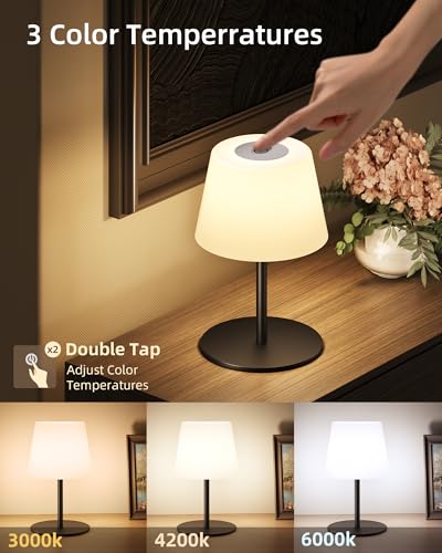 Image of EZVALO Spa-Like Shower Lamp - IP65 Waterproof Bathroom Lamp, Rechargeable Cordless Mood Light, 3 Color Temps for Relaxing Bathroom & Bathtub Experience 2 Pack (Black)