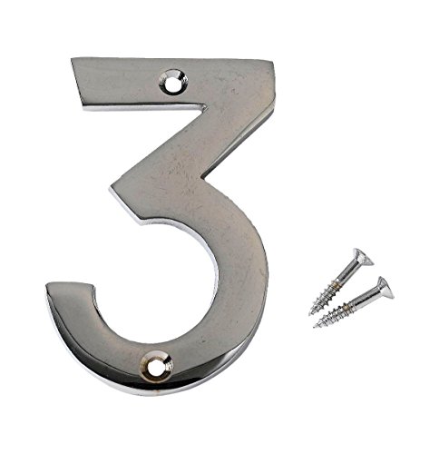 Bulk Hardware BH04330 Chiffre en Laiton Chromé Numéro 3, 75 mm