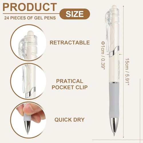 PATIKIL Bolígrafo Gel 0.5mm Negro Pack 24 retráctil miniatura 2