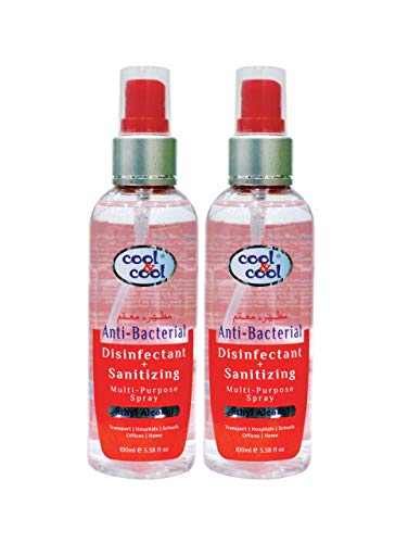 Cool & Cool Anti Bacterial Disinfectant +Sanitizing Multi -Purpose Spray 2 X 100 ML