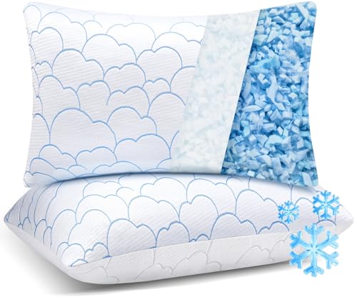 Cooling Pillows Queen Size Set of 2, Shredded...