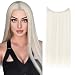 SARLA Secret Extension Long 22" Straight Halo Hair Extensions Flip in Natural Synthetic Hair Pieces For Women Hairpiece Hidden Wire Crown Headband Heat Friendly Fiber (M02#60 platinum blonde)