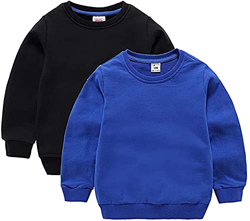 Image of HAXICO Unisex Kids Solid Cotton Thin Pullover Sweatshirt T-Shirt Toddler Baby Crewneck Long Sleeve Tshirts Tops Blouse