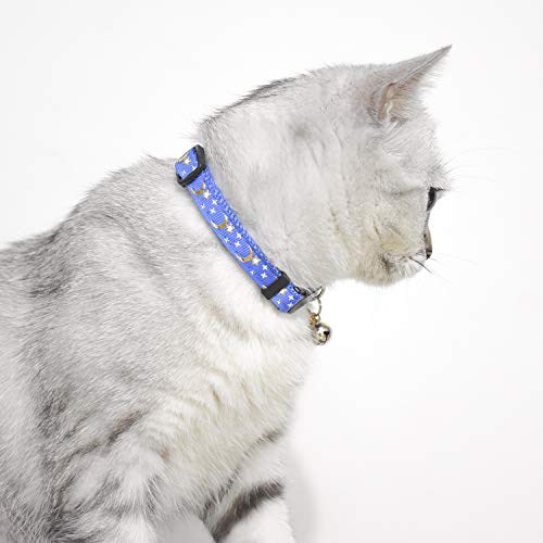 2 PCS Breakaway Cat Collar with Bell, Cute Adjustable Kitten Collars with Accessories (Blue Black) - Image 4