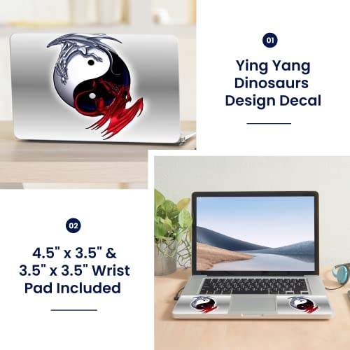 Image of LSS 15 15.6 Inches Laptop Notebook Skin Sticker with 2 Wrist Pads - Reusable Cover Protector Vinyl Sticker Cover Decal Fits 13 inch - 16 inch HP Asus Acer - Ying Yang Dinosaurs Pattern