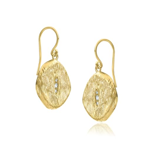 JEAN RACHEL JEWELRY 14K Gold Plated Sterling Silver Dangle Earrings for Women - Coin Drop with 0.16 TCW Cubic Zirconia Vintage Design - Hypoallergenic, Lead & Nickel Free Statement Earrings3