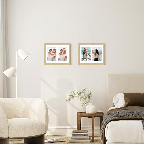 Image of DUENPY 8x10 Double 4x6 Picture Frame, Made of Natural Solid Wooden Picture Frames, Displays Double 4x6 inch Photos, or 8x10 (Without Mat) Wall Decor, Wall Hanging, or Tabletop, Solid Color.