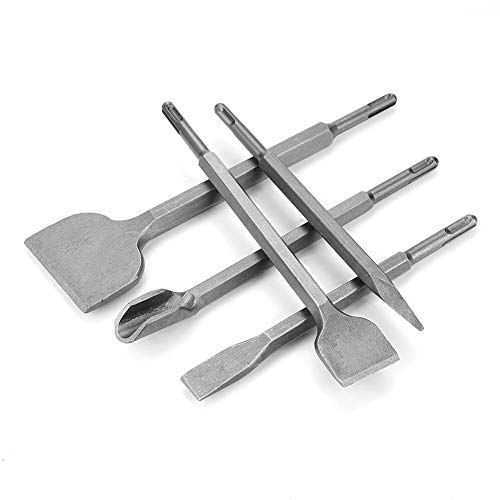 Wakects SDS Plus Chisel Bit Set, 40CR Steel, 5 Pieces, Flat and Pointed Chisel for Concrete Masonry Light Drills and Percussion Hammers - Image 4