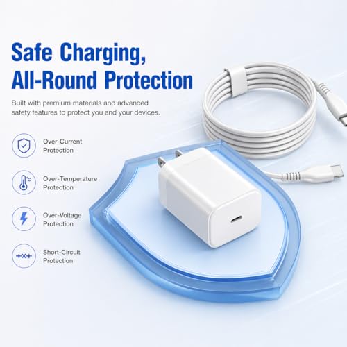 25W USB C Fast Charger Block with 2M USB C to USB C Cable, Super Fast Charging Wall Charger for Samsung Galaxy S24/S23/S22 Ultra, Type C Charger for Android Phones, Tablets, iPad & USB-C Devices - image 5