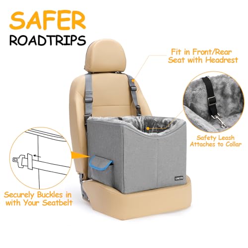 Dog Car Seat for Small Dogs, Elevated Dog Booster Seat Pet Travel Carrier Bed for Car with Adjustable Straps Pet Car Booster Seat for Small Dogs Cats