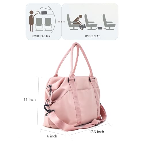 Travel Duffle Bag Waterproof Weekender Bag Carry On Tote Bags for Women Men, Travel Essentials Sport Gym Bag Luggage Bag with Trolley Sleeve (Pink)2