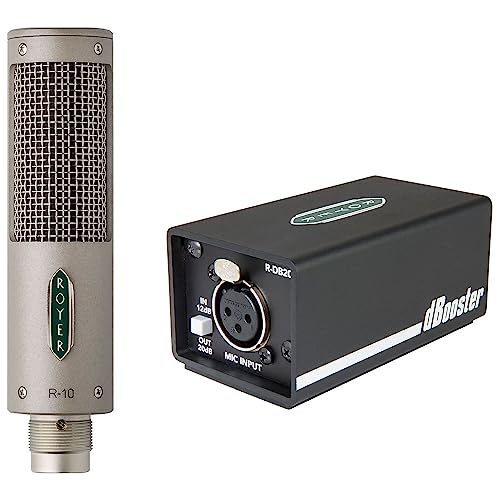 Royer Labs R-10 Compact Ribbon Microphone and dBooster Inline Preamp Bundle - Recording - Live Sound - Podcasters - Broadcasters - Made in USA